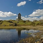 Smailholm Tower from mill pond landscape shot